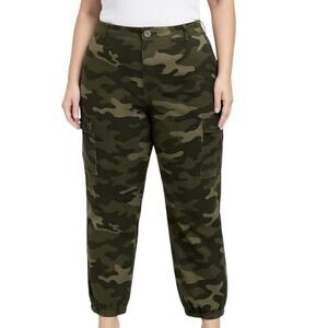 Shoedazzle Green Camouflage High Rise Tapered Trousers Cargo Jogger Pants Sz XL